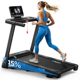 MERACH Loopband Voor Thuisgebruik,2.5PK Loopband Met Helling,15% Met Automatische,0,8-12 km/u Inklapbaar Walking Pad Met LED-Display,Fitnessapparaat Voor Thuis En Kantoor,Draagvermogen 136 kg