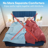 Kömforte Dual Zone Comforter voor koppels – Hypoallergeen, Alternatief Down Zijn en Haar Dekbedovertrek Houdt iedereen Comfortabel – Machine Wasbaar Twee Temperatuur Comforter (Wit, Europese King)