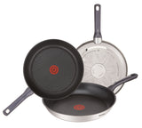 Tefal Daily Cook pannenset, 3-delig, 20 cm, 24 cm, 26 cm, roestvrij staal, anti-aanbaklaag, thermospot-technologie, gelijkmatig koken, alle warmtebronnen, PFOA-vrij, zwart