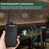 Retevis RB637 Bluetooth-walkie-talkie, bidirectionele radio met draadloze Bluetooth-hoofdtelefoon, type-C 2000mAh, VOX, zaklamp, draadloos exemplaar, PMR-walkie-talkie voor restaurant (zwart, 2 stuks)