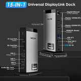 WAVLINK USB C Docking Station met 3 HDMI, Displaylink Laptop Dock Triple Monitor 4K + Dual 2K, 100W Opladen voor M1 M2 M3 Mac en Windows, 5 USB-poorten, 2DP, 1 Gbps Ethernet Port, Audio/Mic, SD/TF