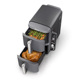 Ninja SL401 DoubleStack XL 2 mand luchtfriteuse DoubleStack Technology kookt 4 voedingsmiddelen tegelijk, compact ontwerp, 10 QT, 6-in-1, slimme afwerking & match chef-kok, luchtdroger, bakken,