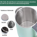 Waterkoker, klein, 800 ml, reiswaterkoker, 5 minuten snel koken, draagbare waterkoker, mini-kampeerwaterkoker, stille reiswaterkoker, theepot van roestvrij staal, waterkoker voor op reis, groen