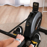 Hop-Sport Opvouwbare Roeitrainer HS-080R Aspen, 16 Niveaus Magnetische Weerstand tot 30 kg, Multifunctioneel LCD-Scherm, Tablethouder, Draagcapaciteit 120 kg, Goud