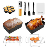 Uennm 10-delige heteluchtfriteuse, accessoires voor Ninja Air Fryer AF400UK & AF451UK & T17088 & AF300UK, dubbele luchtfriteuse, keukengereiset, met pizzaplaat, broodtrommel, metalen grill