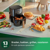 Philips Airfryer 5000-Serie L, 4,1L (0,8Kg), 13-in-1 Airfryer, Wifi-verbinding, 90% Minder vet met Rapid Air-technologie, HomeID-app (HD9255/80)