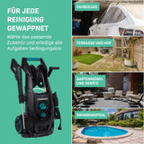 VONROC 2500W hogedrukreiniger met inductiemotor en 8m slanghaspel - Krachtige 195 Bar - Ingebouwde wasmiddelcontainer, inclusief Terrasreiniger en Turbolans