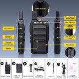 Retevis RT619 Walkie Talkie met Headset PMR446 Licentievrij 16 Kanalen VOX Squelch 1300 mAh Oplaadbare CTCSS/DCS VOX 2 Way Radio Micro USB-Oplaadkabel (2 Paar, Zwart)