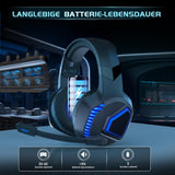 Gaming headset draadloos, gaming hoofdtelefoon voor PS5/PS4/PC/Switch/Mac, headset met microfoon, ruisonderdrukking, Bluetooth 5.2, 3D surround sound, hoofdtelefoon met kabel 3,5 mm voor Xbox Series.