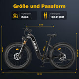 [ Officieel] Fafrees F26 CarbonX E-bike heren met 48 V 22,5 Ah accu, 26 x 4,8 inch Fatbike E-mountainbike, elektrische fiets 26 inch 95 N.m, fat e-bike tot 140 km, elektrische fiets dames