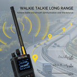 Retevis C1 Professionele Walkie Talkie, Lange Afstand Walkie-Talkie met Microfoon, IP67 Waterproof, Noodalarm, Groepsoproep, Dual Band, 1800 mAh Oplaadbare Portofoon voor Logistiek (Zwart, 2 Stuks)