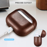 Lederen Case voor AirPods Pro, ICARERSPACE Premium Echt Lederen Schokbestendige Beschermhoes Cover voor Apple AirPods Pro Oortelefoon Opladen Case (LED Zichtbaar) Ondersteuning Draadloze Oplader Bruin