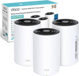 TP-Link Deco PX50 AX3000 + G1500 Powerline Mesh Wi-Fi 6-systeem voor het hele huis, dual-band, gigabitpoorten, AI-gestuurd gaas, dekking tot 6500 ft2, sluit tot 150 apparaten, 1,0 GHz CPU, HomeShield, Pack van 3