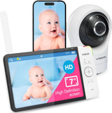 Vtech RM7764HD babyfoon met camera, 1080p, wifi, externe toegang, 7 inch video babymonitor, 360° zwenk- en kantelbaar, babyfoon met camera, HD nachtzicht, 2-weg talktemperatuursensor, iOS en Android