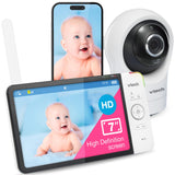 Vtech RM7764HD babyfoon met camera, 1080p, wifi, externe toegang, 7 inch video babymonitor, 360° zwenk- en kantelbaar, babyfoon met camera, HD nachtzicht, 2-weg talktemperatuursensor, iOS en Android