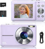 Sevenat Digitale camera FHD 1080p 44MP, fotocamera, fototoestel, 32G kaart 16X digitale zoom, compact, eenvoudig, draagbaar, voor kinderen, senioren, meisjes, beginners, tieners (paars)