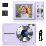 Sevenat Digitale camera FHD 1080p 44MP, fotocamera, fototoestel, 32G kaart 16X digitale zoom, compact, eenvoudig, draagbaar, voor kinderen, senioren, meisjes, beginners, tieners (paars)