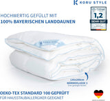 Koru Style Premium donsdekbed 135 x 200 cm - 100% dons - dekbed winter - donsdekbed 135 x 200 cm - Made in Germany - warmteklasse 3 (warm)