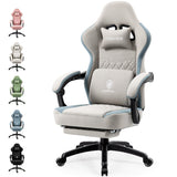 Dowinx Gamingstoel met pocketveringkussen, massagegamingstoel met voetensteun, ergonomische racing-gamerstoel, belastbaar tot 150 kg, Grijs