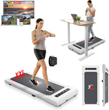 YM Elektrische loopband, XXL, 100 x 40 cm, smal, 11 cm dik, app, Kinomap ZWIFT BITGYM, afstandsbediening met klok, bluetooth, 6 programma's, ruimtebesparend wandelpad