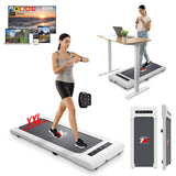 YM Elektrische loopband, XXL, 100 x 40 cm, smal, 11 cm dik, app, Kinomap ZWIFT BITGYM, afstandsbediening met klok, bluetooth, 6 programma's, ruimtebesparend wandelpad