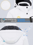 MAGCOMSEN Fleece warme jassen voor dames, waterdicht, winddicht, jas, reizen, schaatsen, jas, afneembare capuchon, Wit, XS