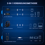2,4 GHz draadloze headset voor Xbox Series X|S, draadloze hoofdtelefoon voor Xbox One, PC, PS5, PS4, Switch, verwijderbare ruisonderdrukkende microfoon, 3D-surround sound, 60 uur batterijduur, RGB
