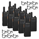 Retevis B63H Walkie-Talkie Met Oortjes, 2-Weg Radio Oplaadbare Usb c, Pmr446 Dun, Scherm Lichtgewicht, Professionele Schoolbeveiliging Walkie-Talkie (10 Stuks, Zwart)