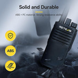 Retevis P62 Walkie Talkie Professionele, Dualband Portofoon Waterdicht IP68 Robuust, Man-Down-Alarm, 2500mAh Draagbare Walkie Talkie voor Logistiek, Beveiliging (Zwart, 2 stuks)