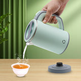 Kleine waterkoker, 800 ml, mini theekoker, 600 watt, reiskoker, roestvrij staal, elektrische draagbare waterkoker, mini-waterkoker, reiswaterkoker (groen)