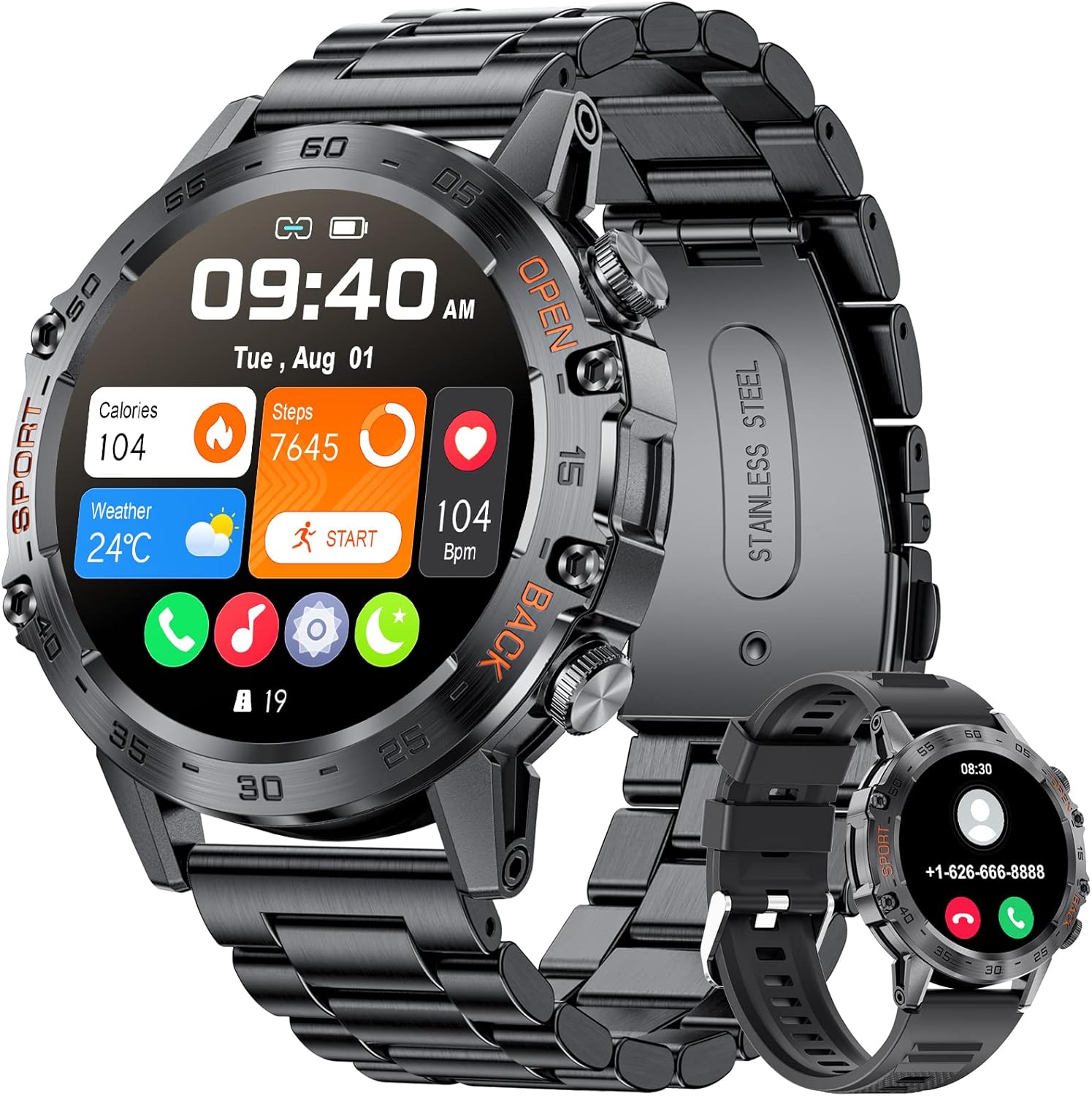 LIGE Smartwatch Heren met Metalen Band 1 39 Inch Military Smart Watches met Hartslag Bloeddruk Slaapbewaking voor Android iOS 100 Sportmodi