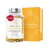 Vitamine D3 5000 IE Hoge Sterkte - Extra Virgine Olijfolie voor Optimale Absorptie - GGO-, Gluten- en Lactosevrij - Draagt bij aan Bot-, Spier- en Immuunfunctie - 365 Capsules