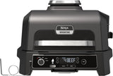 Ninja Woodfire Pro XL elektrische grill, grote 4-in-1 buitengrill met rookoven en heteluchtfriteuse met Smart Cook-systeem en geïntegreerde thermometer, houtvuurpellets, weerbestendig, draagbaar,