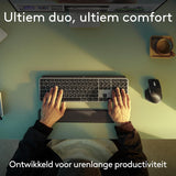 Logitech MX Keys S Combo for Mac, draadloos toetsenbord en muis met handsteun, verlicht toetsenbord, draadloze muis voor snel scrollen, Bluetooth USB C voor MacBook, iPad, US INT'L QWERTY - Rymdgrå