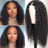 Yavida 18 INCH V Deel Pruik Menselijk Haar Kinky Curly Lace Front Pruik Menselijk Haar 150% dichtheid Graded U deel pruik menselijk haar Glueless Pruiken Menselijk Haar Clips In Pruiken