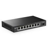 MokerLink 8-poorts 2.5G Ethernet Switch met 10G SFP, 8 x 2.5G Base-T-poorten compatibel met 10/100/1000 Mbps, metalen onbeheerde ventilatorloze netwerkswitch