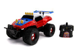 Jada Toys 253228000 - Spider Marvel RC Spiderman, Buggy, op afstand bestuurde auto, turbofunctie, 2-kanaals afstandsbediening, USB-oplaadfunctie, incl. batterijen, 1:14, rood/blauw, één maat