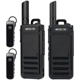 Retevis RB639P Walkie Talkie, PMR446 Two Way Radio met Headset, Type-C, VOX Draagbare Walkie Talkies voor kamperen, autoreizen (zwart, 2 stuks)