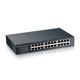 Zyxel Gigabit switch met 24 poorten | Smart Management | Rack-/Tafelmontage en zonder ventilator | VLAN, IGMP, QoS | Levenslange garantie [GS1900-24E]