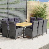 vidaXL 11-delige Tuinset poly rattan grijs, eethoek, tuinmeubelset, loungeset, eetset, eetmeubelset, tuintafel, tuinstoel, eettafel, eetstoel