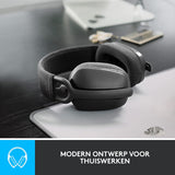 Logitech Zone Vibe 100 lichte draadloze over ear koptelefoon met ruisonderdrukkende microfoon, Advanced Multipoint Bluetooth koptelefoon, werkt met Teams, Google Meet, Zoom, Mac/PC - Grijs