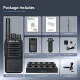 Retevis NR610 Walkie-Talkie met 10-Weg Oplader, PMR446 Professionele Walkie Talkies USB-C, AI Intelligente Ruisonderdrukking, VOX, Oplaadbare Tweewegradio voor School, Fabriek (Zwart, 10 Stuks)