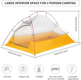 Naturehike Cloud-Up 2, campingtent 2 personen, 3-4 seizoenen, lichte rugzaktent, tent voor hiking, oranje 210T upgrade