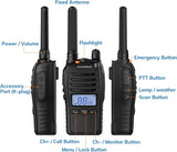 BAOFENG BF-88ST Pro PMR446 Walkie Talkie, Radio bidireccional Recargable de Largo Alcance Mejorada sin Licencia con Pantalla LCD, Reloj Dual VOX, Cargador de Escritorio y Auriculares, Paquete de 4