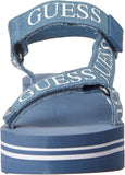 GUESS Avin Wedge sandaal voor dames, Blauw Wit Denim, 38 EU