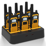 Retevis RB648 Walkie Talkie, IP67 Waterdichte Portofoon met 6-Weg Oplader, 2000mAh Heavy Duty, Dual PTT, Vibratie VOX, Robuuste WalkieTalkies voor Volwassenen, Werkplekken, Industrie (6 Stuks, Geel)