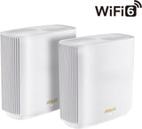 ASUS ZenWiFi XT9 AX7800 Tri-Band WiFi6 Mesh WiFiSystem (2Pack), 802.11ax, tot 5700 sq ft & 6+ kamers, AiMesh, levenslange gratis internetbeveiliging, ouderlijk toezicht, 2.5G WAN-poort, UNII 4, wit