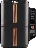 Ninja Double Stack XL Airfryer, Verticale Friteuse met Dubbele Lades en 4 Bereidingsniveaus, 2 Lades, 2 Rekken, Ruimtebesparend Ontwerp, 9,5 Liter Inhoud, 6 Functies, 8 Porties, Tang, SL400EUCP