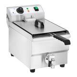 Royal Catering Elektrische Friteuse 1 X 10 Liter 230V Professionele RVS Frituur met Frituurmand en Deksel 60-200°C RCEF 10EH-1 (1X3000 Watt, Aftapkraan)