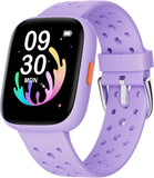 BIGGERFIVE Smart Watch voor kinderen, 1,8 inch smartwatch, stappenteller, hartslag, slaapmonitor, IP68 waterdicht, calorie-stappenteller, puzzelspellen met/zonder app, voor meisjes, tieners 5-16, lila